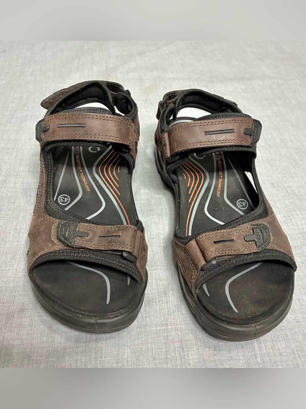 Ecco Yucatan Men's Brown Leather Outdoor Sandals with Adjustable Straps